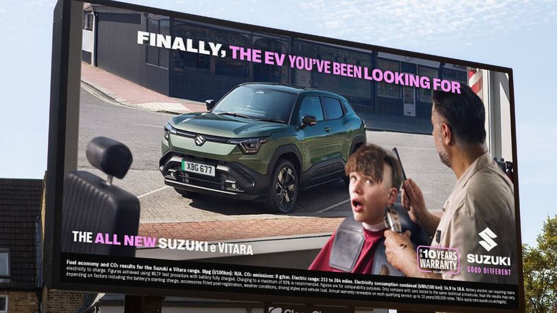 Suzuki e Vitara — ‘Finally, the EV you’ve been looking for’ campaign billboard