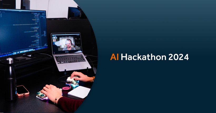 AI Hackathon hands with keyboard