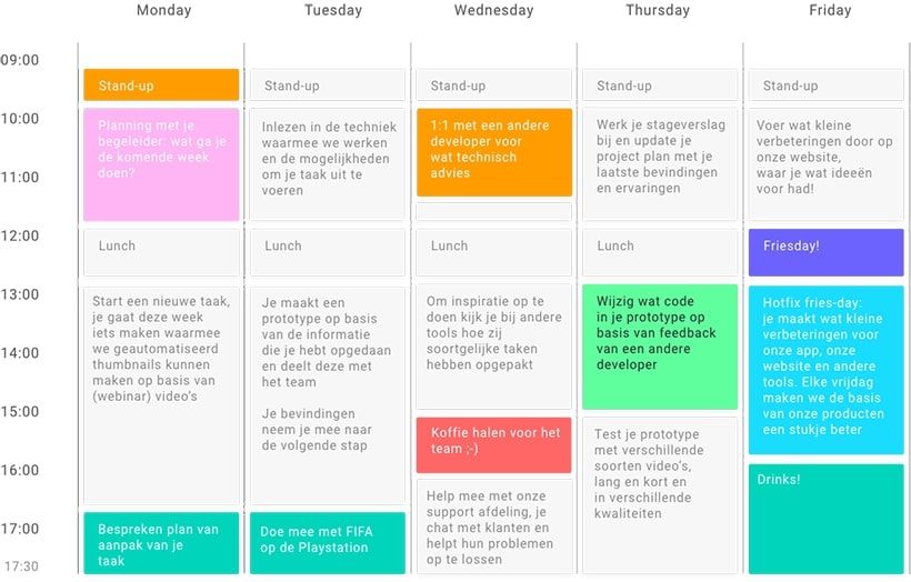 A week schedule of an intern at WebinarGeek