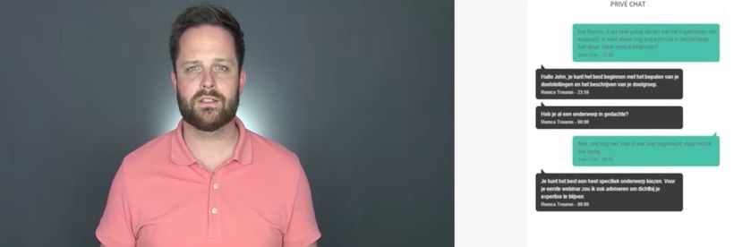 Man hosting webinar with chat