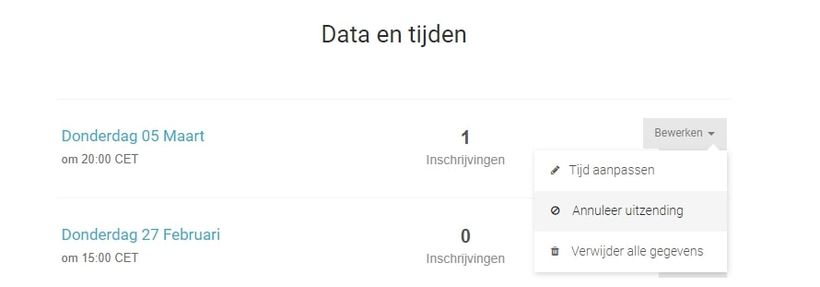 Screenshot WebinarGeek in app data and time