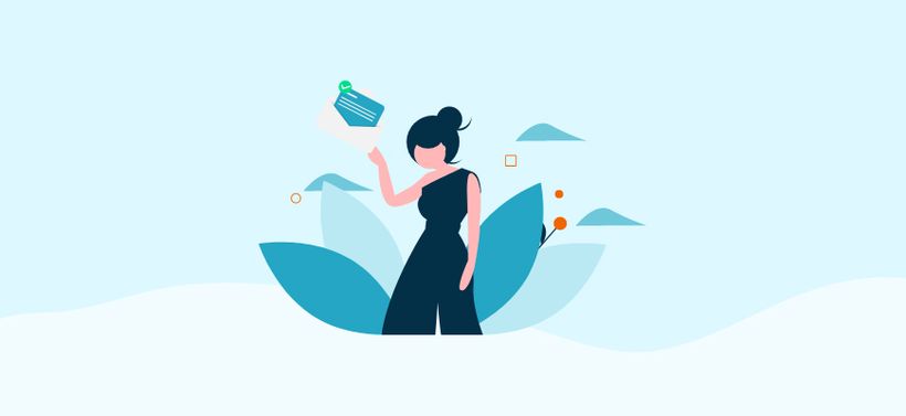 Illustration woman with letter and flower