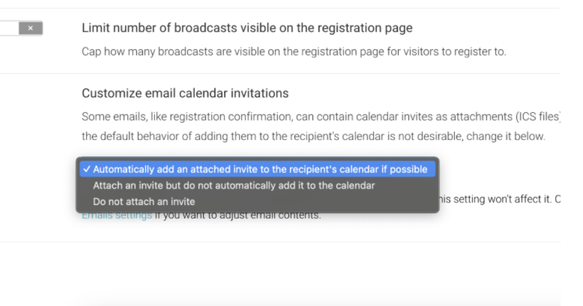 Customize calendar invitations