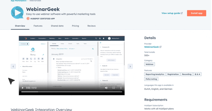 HubSpot certificate