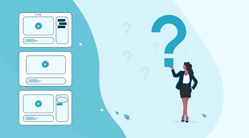 Illustration girl with question mark in here hands