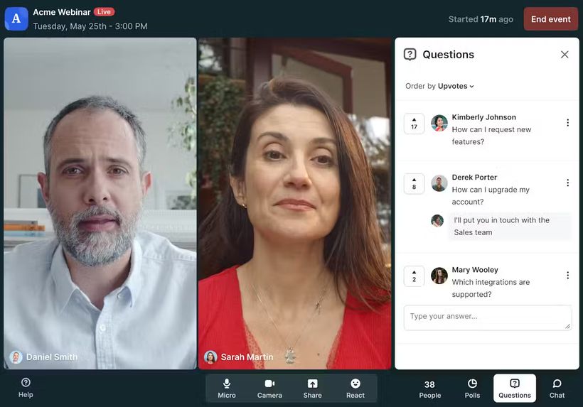 image of two people hosting webinars