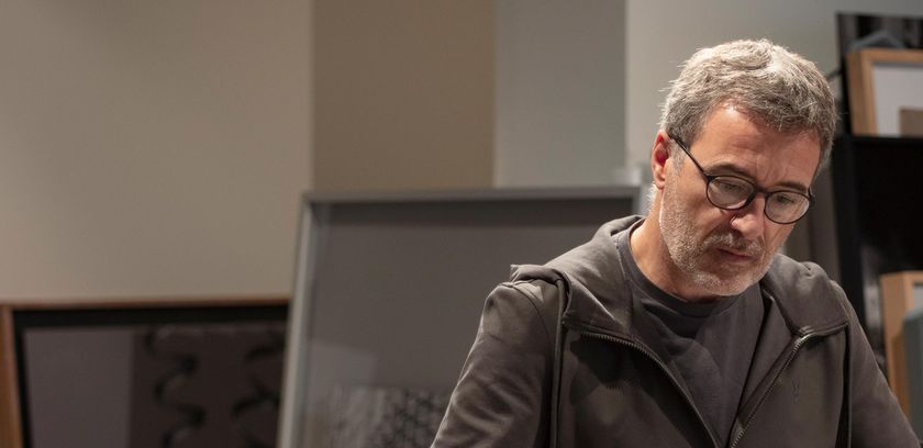 Man wearing The Refined collection in front of the Guggenheim Bilbao Museum