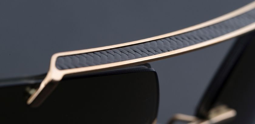 close-up of a carbon fibre surface on sunglasses 