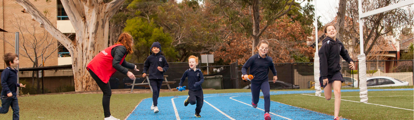 Kids running on a track