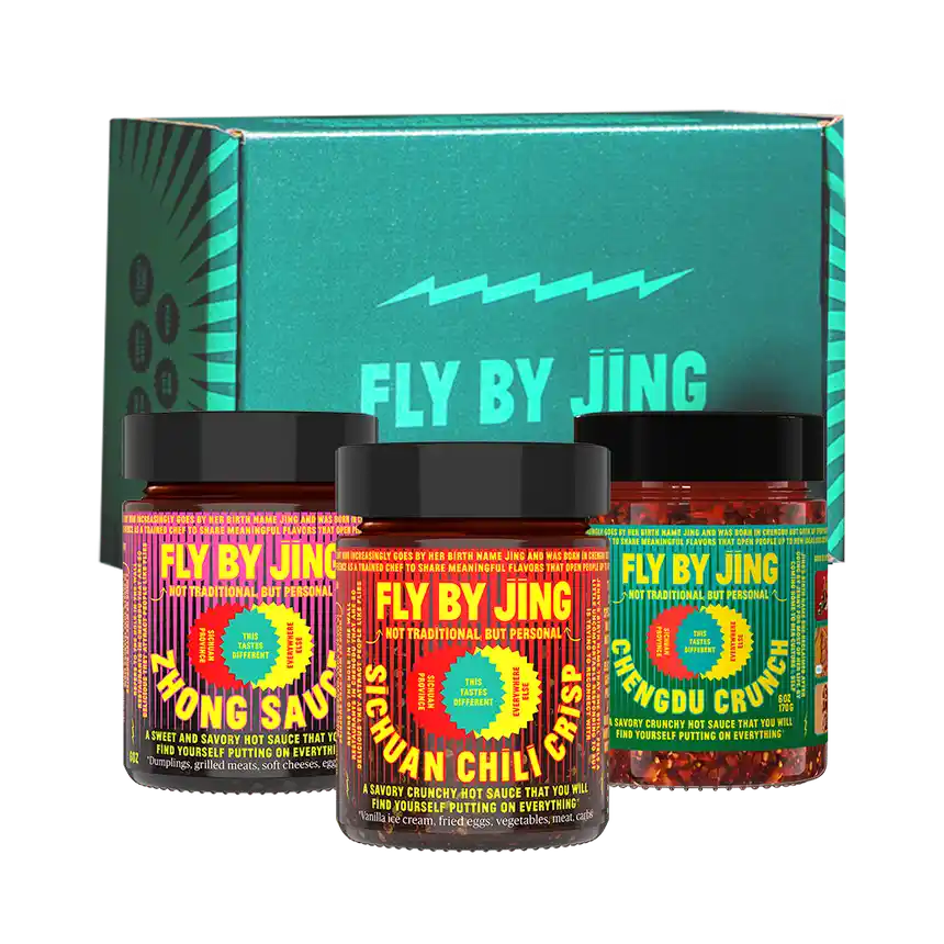 Three jars of Fly By Jing sauces