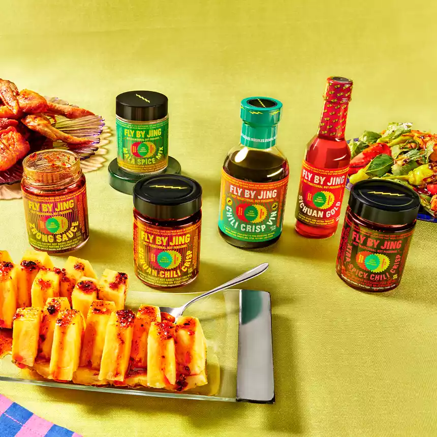 FBJ sauces and dishes on a table