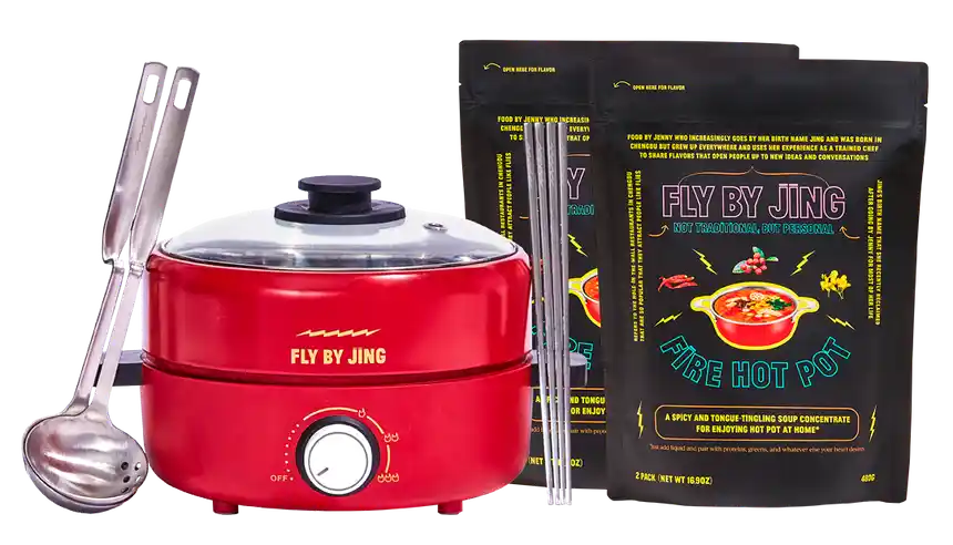 The Hot Pot Kit Starter Set, including an electric tabletop hot pot, base, and accessories