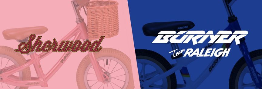 Picture comparing a mini Sherwood bike with a mini Burner bike 