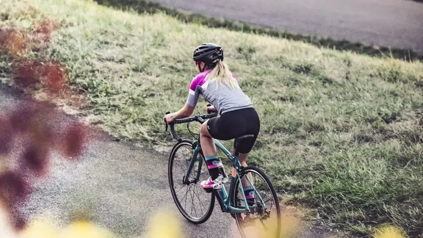 A woman riding a Lapierre road bike