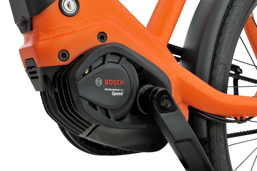 Detialfoto van de Bosch Performance Speed Middenmotor op de Sparta e-bike D-Burst MeTb