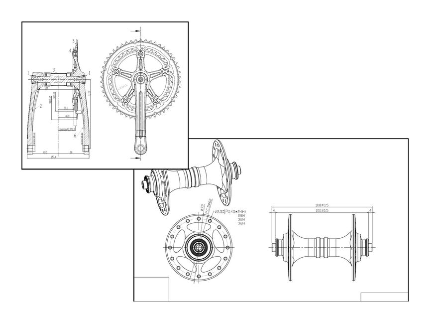 Chain Set Diagram and Bottom Bracket Drawing