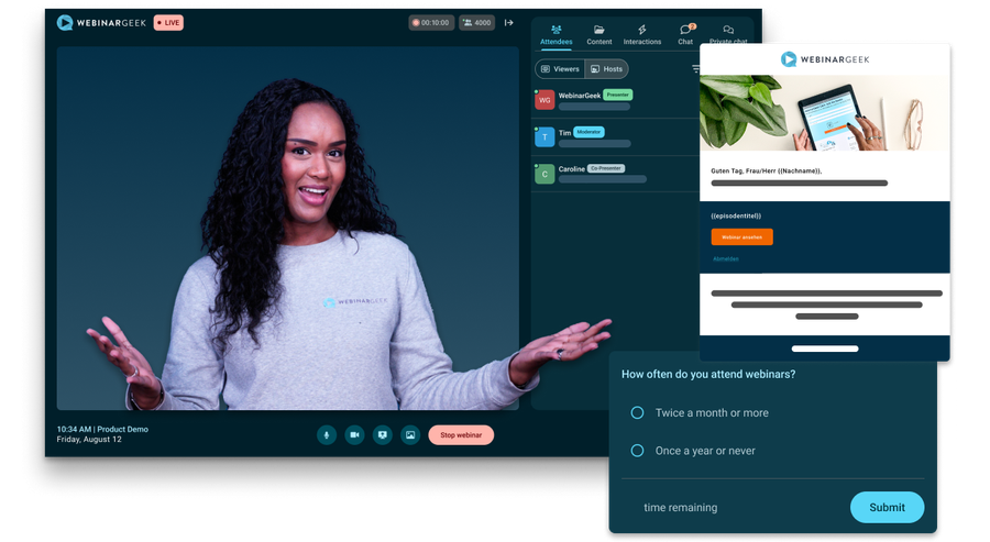 Webinar with geek, poll and email