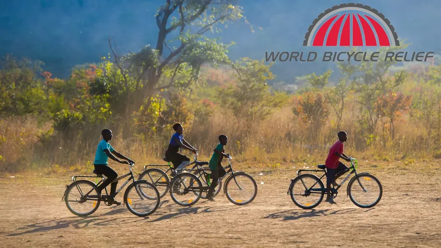 Children riding bikes provided by World Bicycle Relief