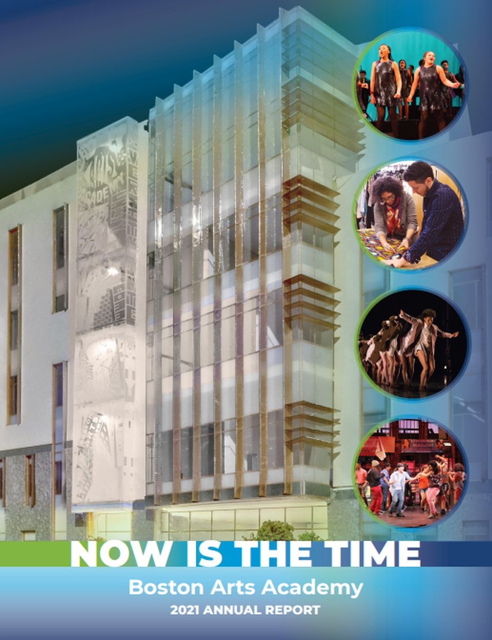 picture of new school building, which is the cover of the new annual report