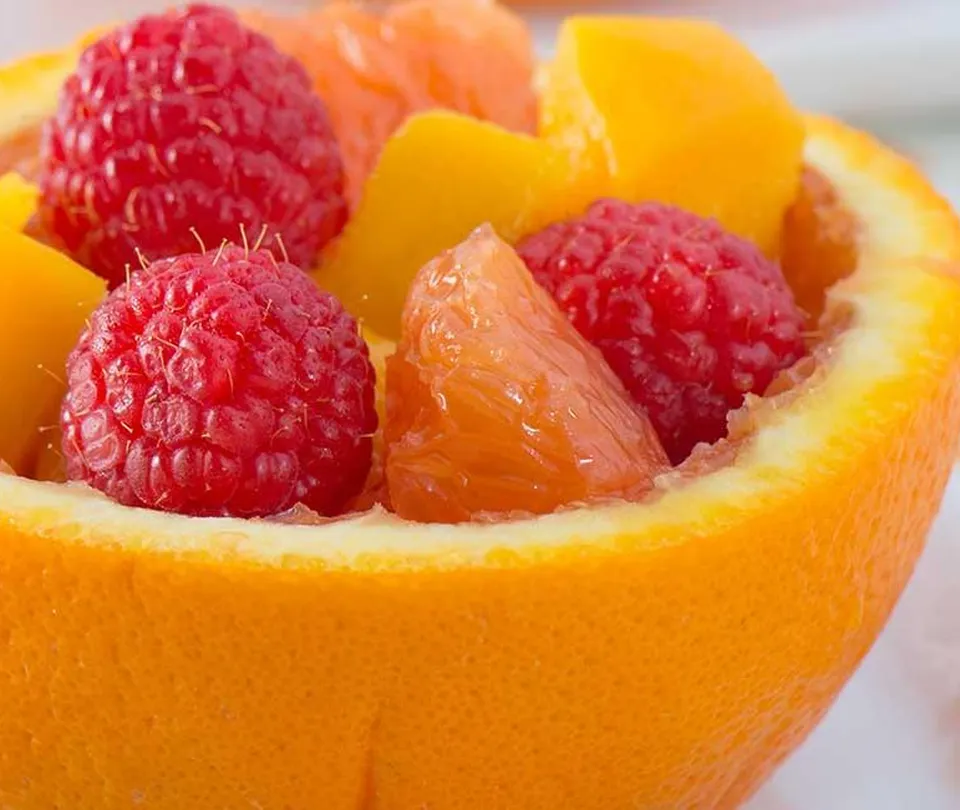Photo of Fruit Salad in Orange Bowls