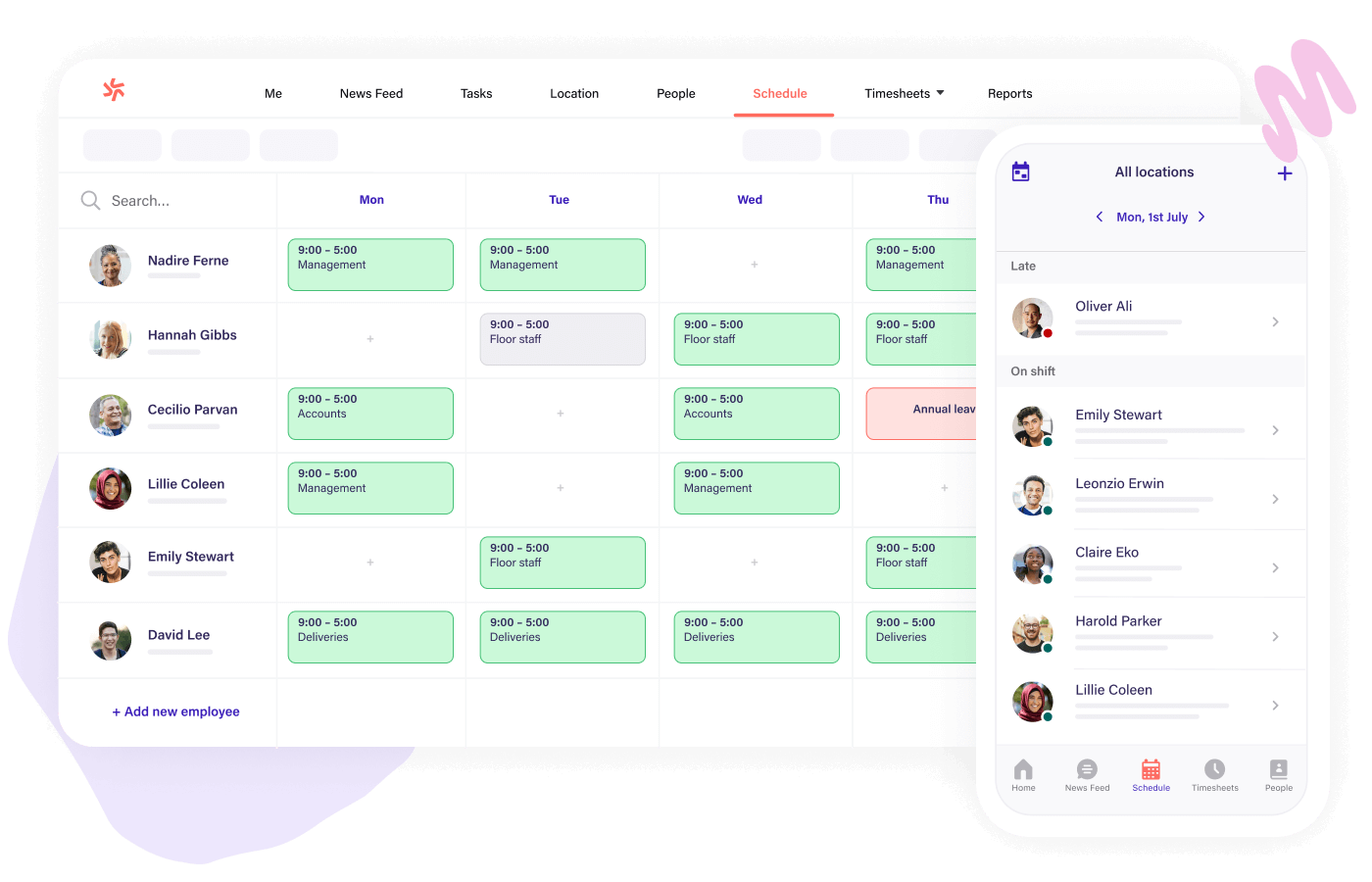 Employee scheduling, time & attendance made easy.