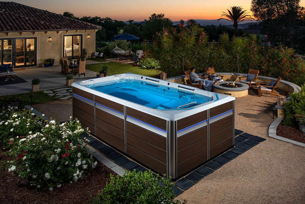 picture of Endless Pools Fitness System swim spa in a backyard