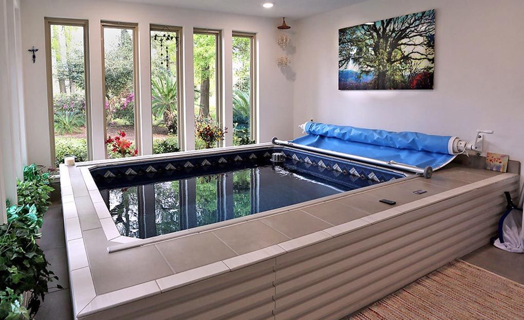 Picture of a WaterWell pool in a sunroom
