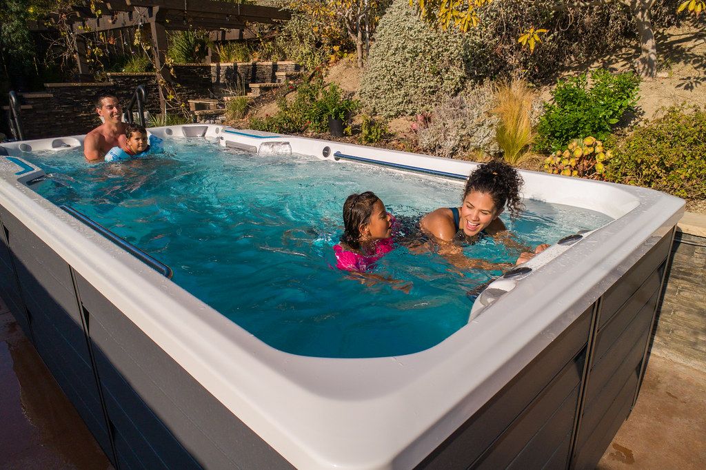Picture of active family fun in an Endless Pools swim spa