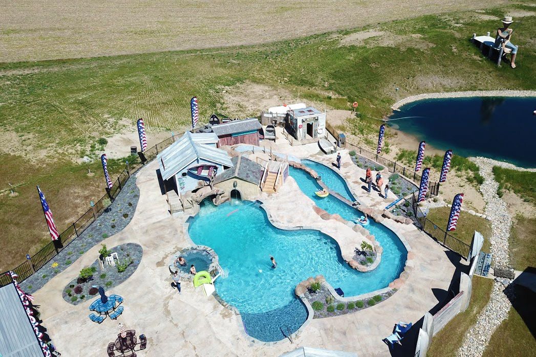 picture of an arial view of Lazy River Acres, a home pool in Michigan