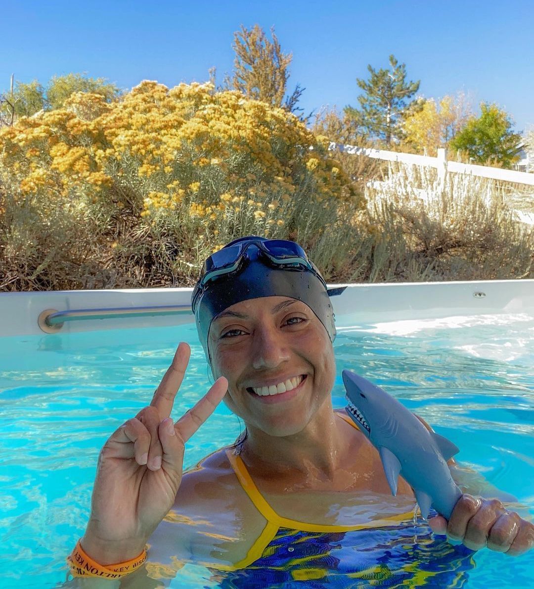 picture of open water swimmer Haydeé Acebo in her Endless Pools swim spa