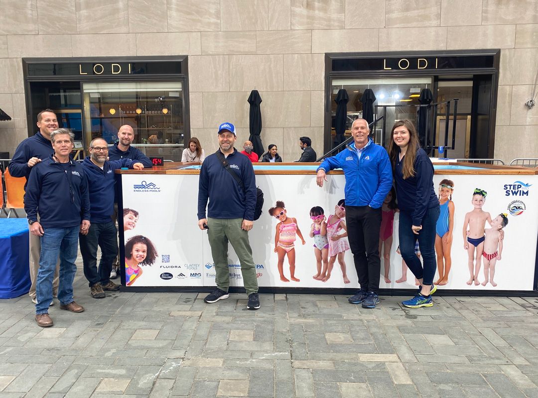 picture of members of Team Endless Pools on the Plaza of the TODAY show