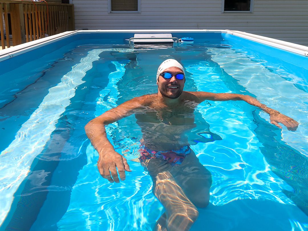 picture of Olympic swimmer Cody Miller in his Endless Pools swimming training pool