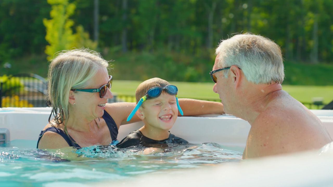 Family in a Swim Spa