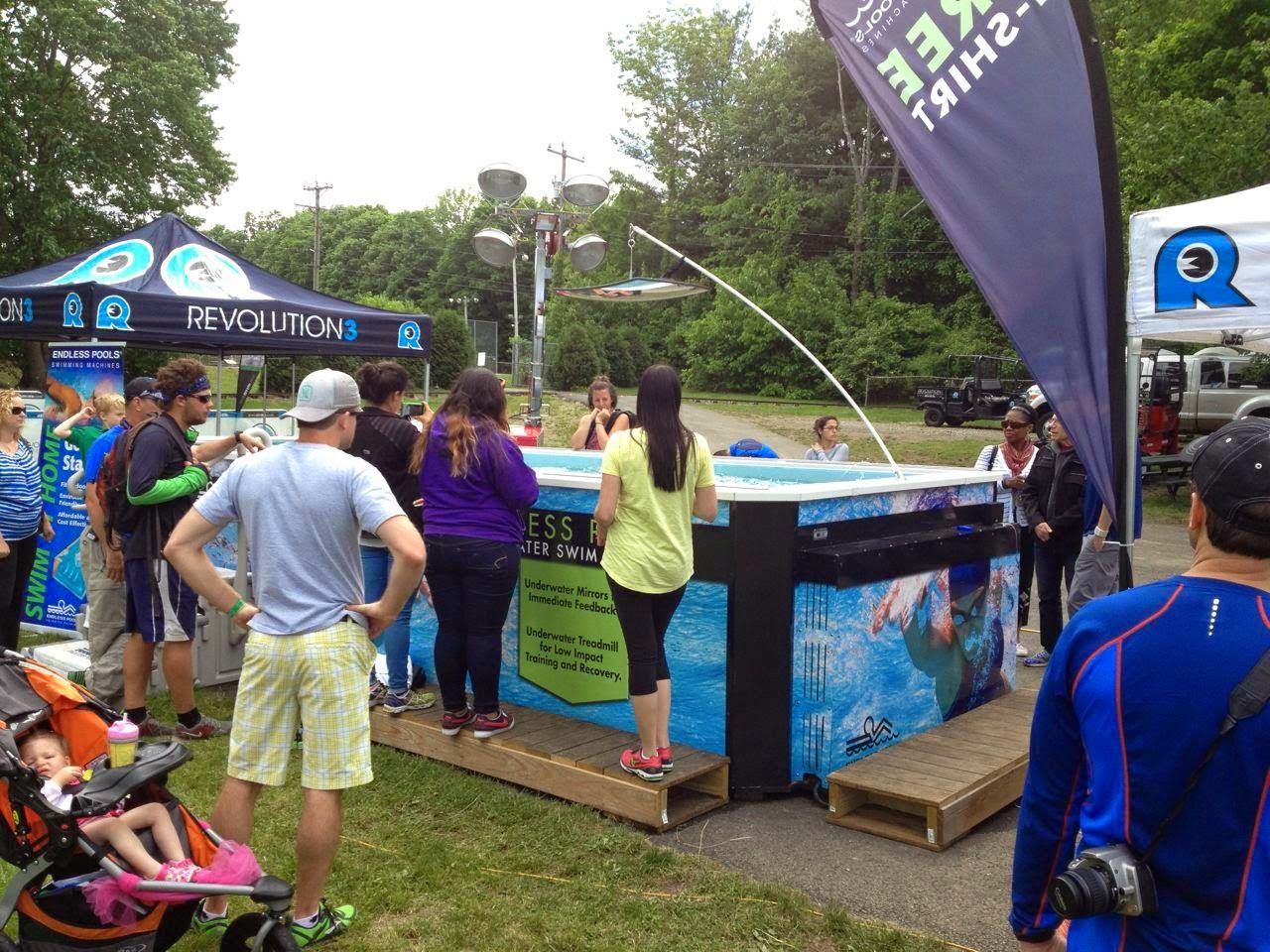 Picture of a test-swim in the Endless Pools Performance model at the REV3 Triathlon 