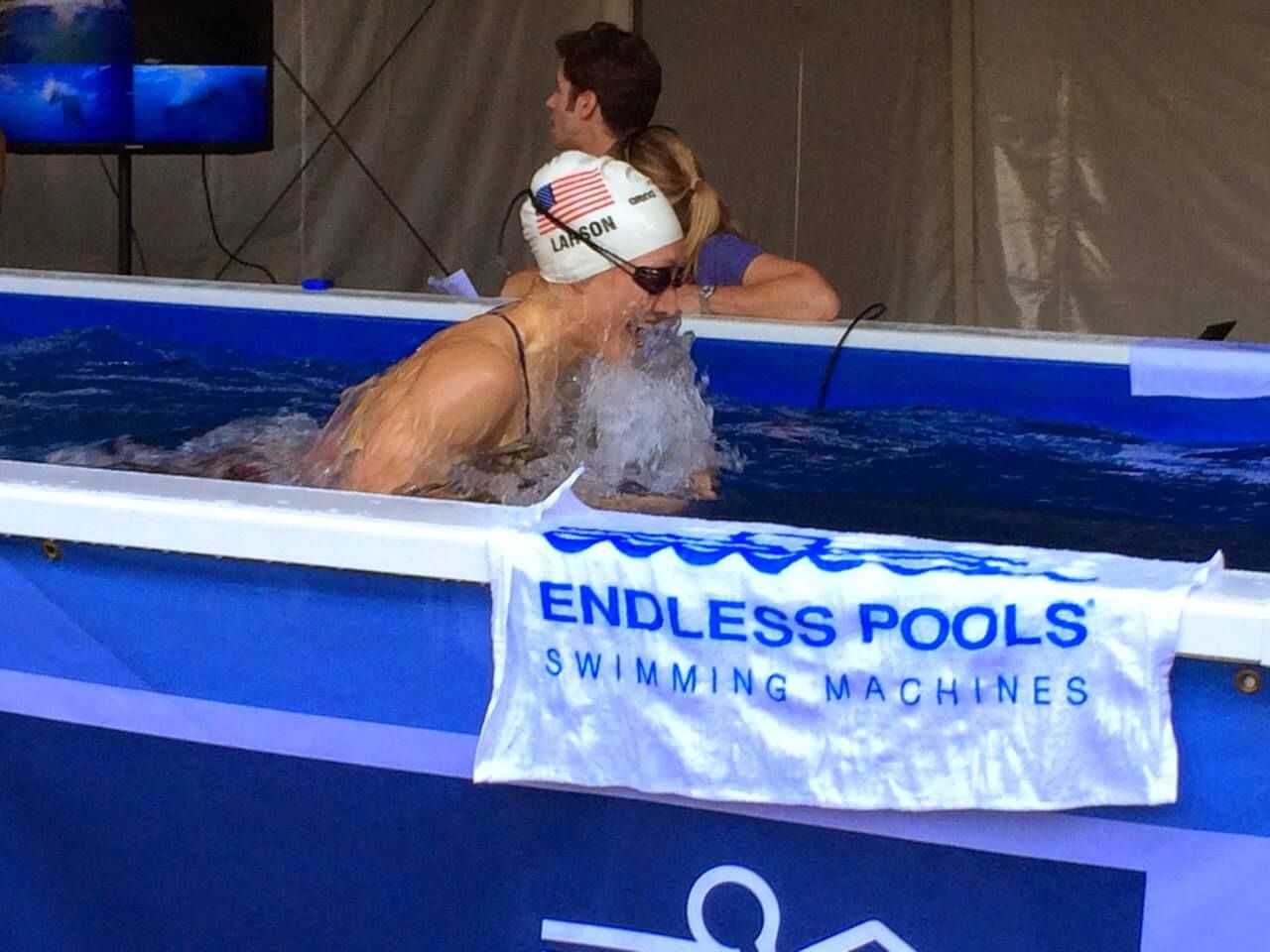Olympic swimmer Breeja Larson doing breaststroke in the High Performance Endless Pool