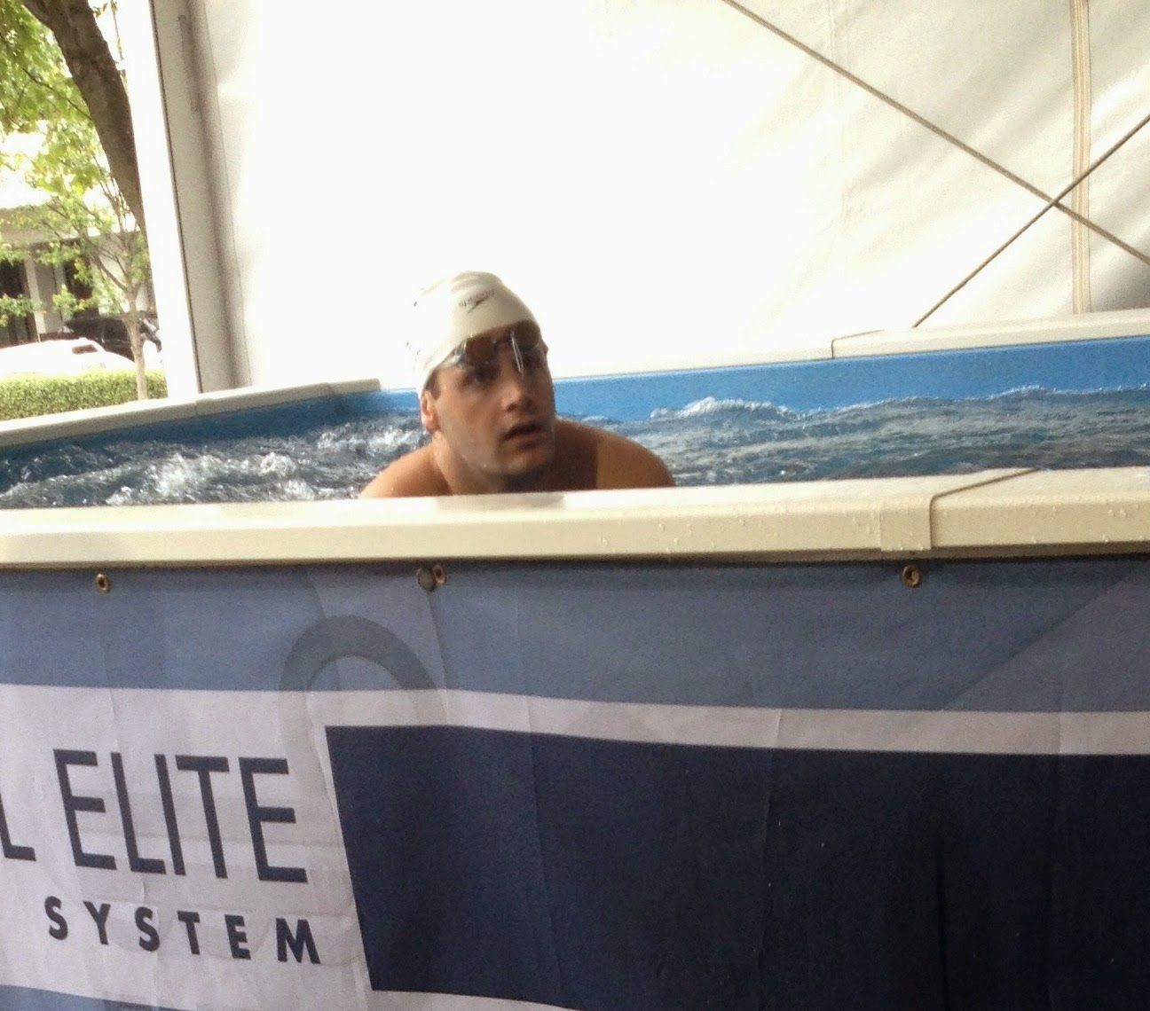 picture of Olympic swimmer Tyler Clary in the Endless Pools Elite at the 2014 Arena Grand Prix