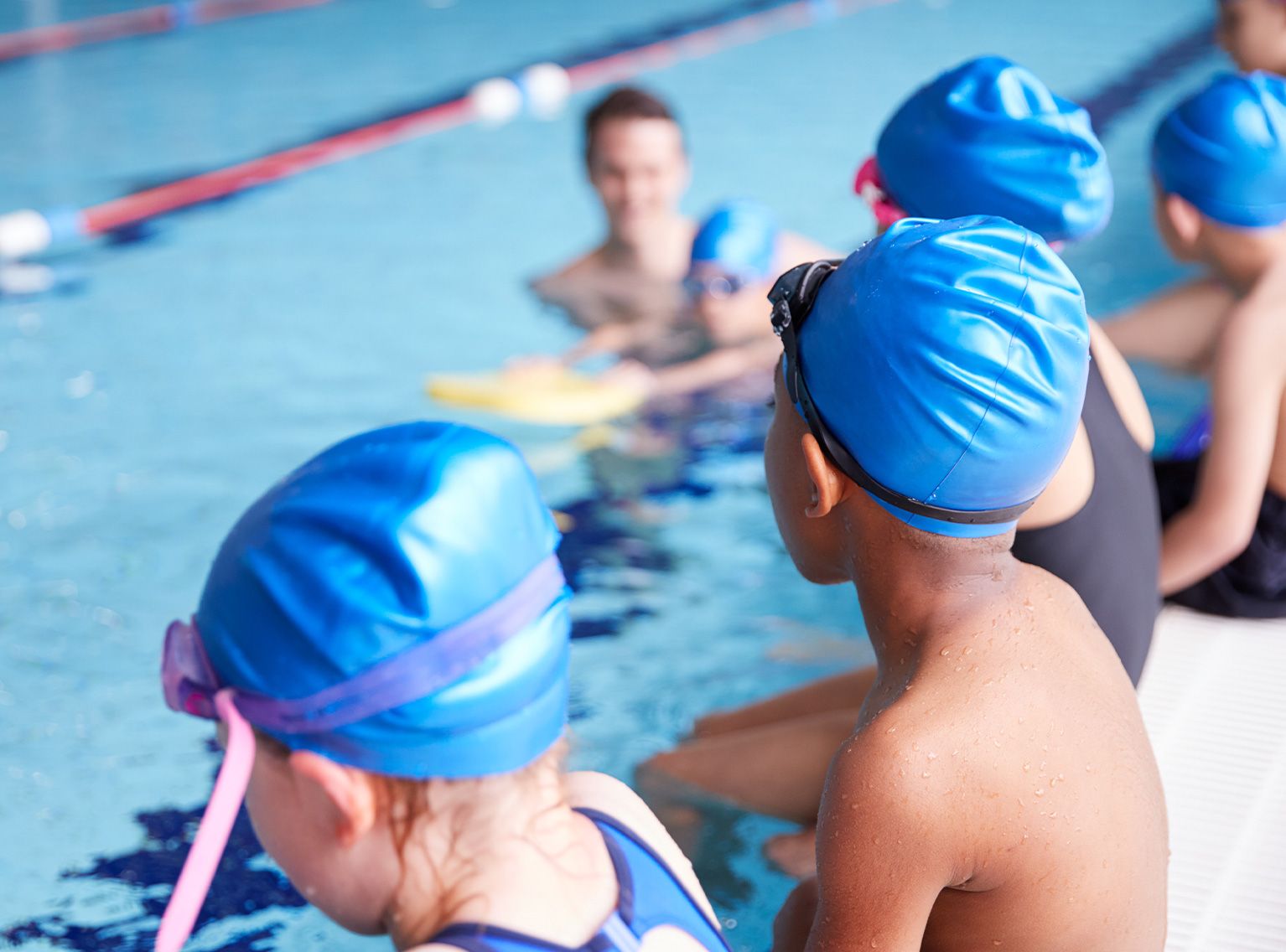 Young swimmers at a swim lesson