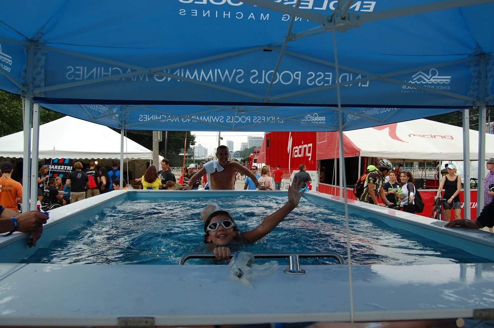 Picture of girl in the Endless Pools High Performance pool at the ITU World Triathlon Grand Final