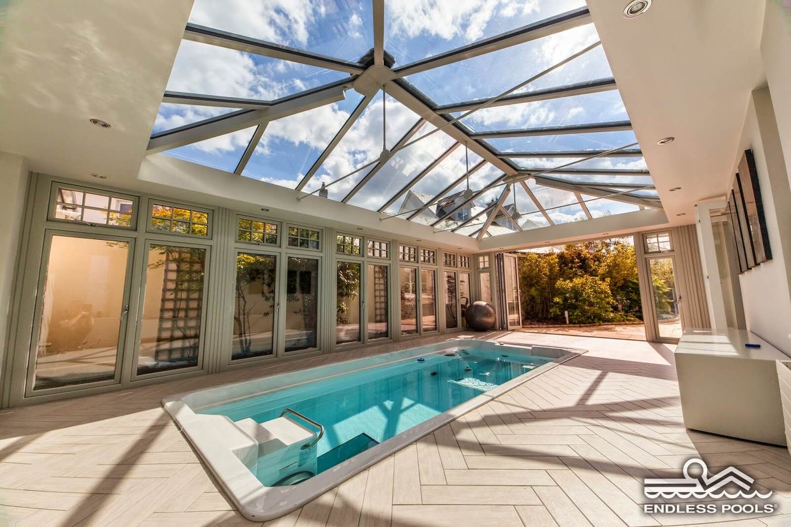 an Endless Pools Swim Spa in a Dublin conservatory
