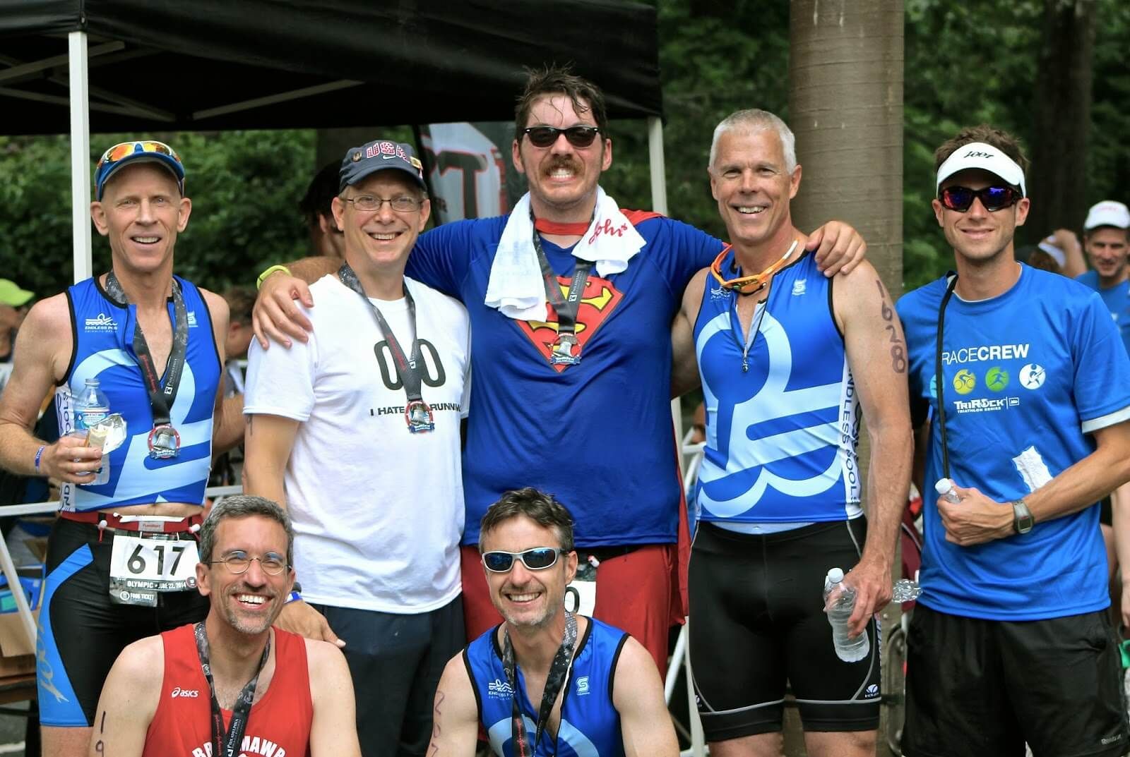 the men of Team Endless Pools at the TriRock Philly triathlon