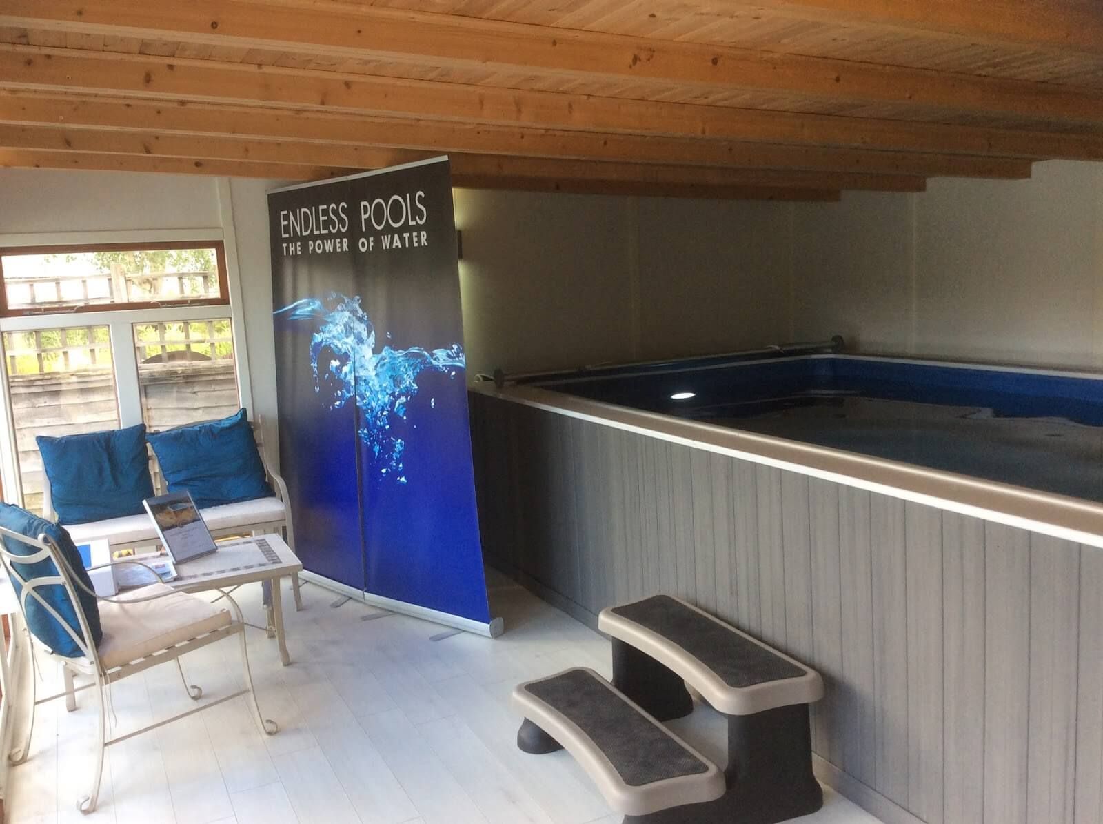 the Endless Pools floor model at Home Counties Pools &amp; Hot Tubs
