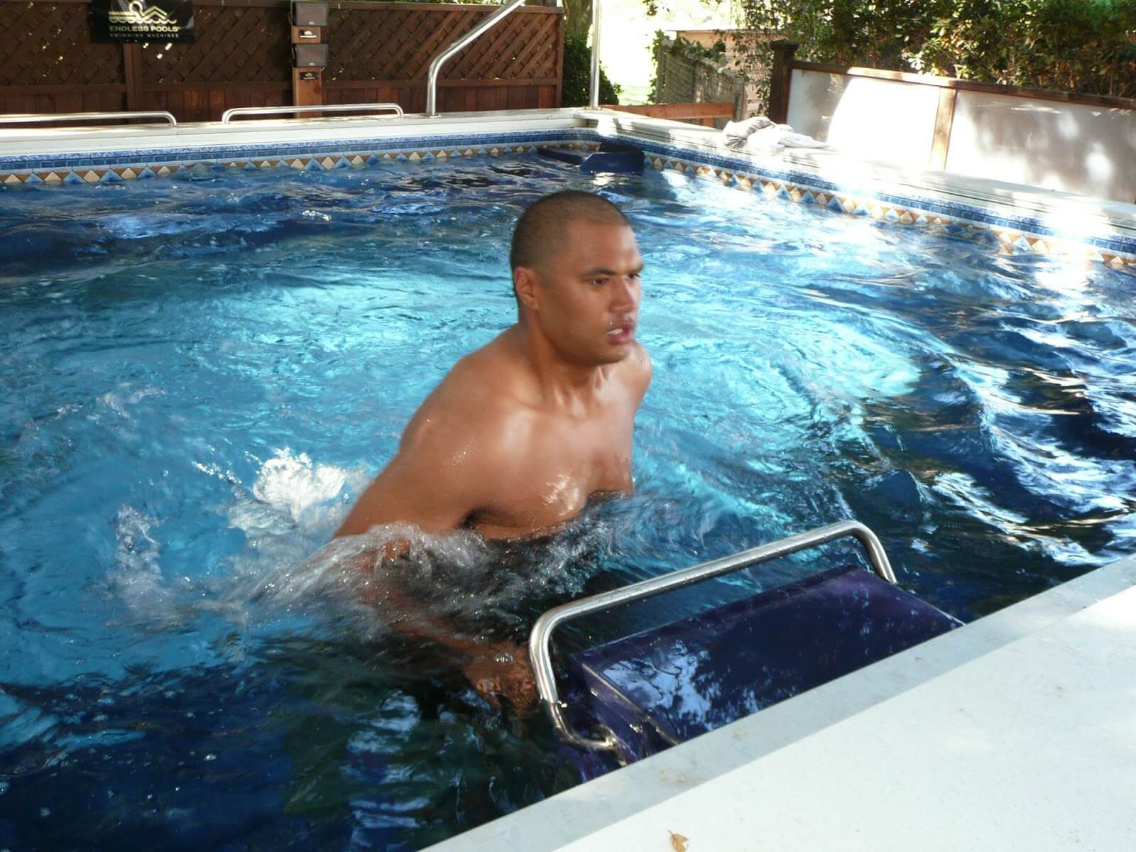 Sam from The Biggest Loser, Season 9, using the Endless Pools Underwater Treadmill
