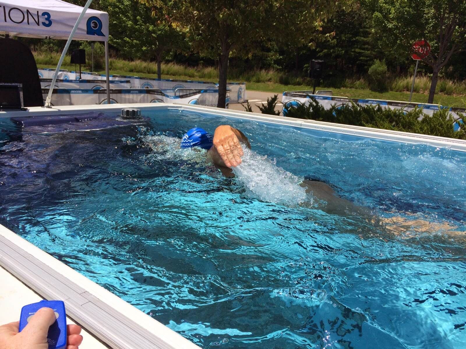 Picture of a triathlete in the Endless Pools Performance pool at the Rev3 Triathlon