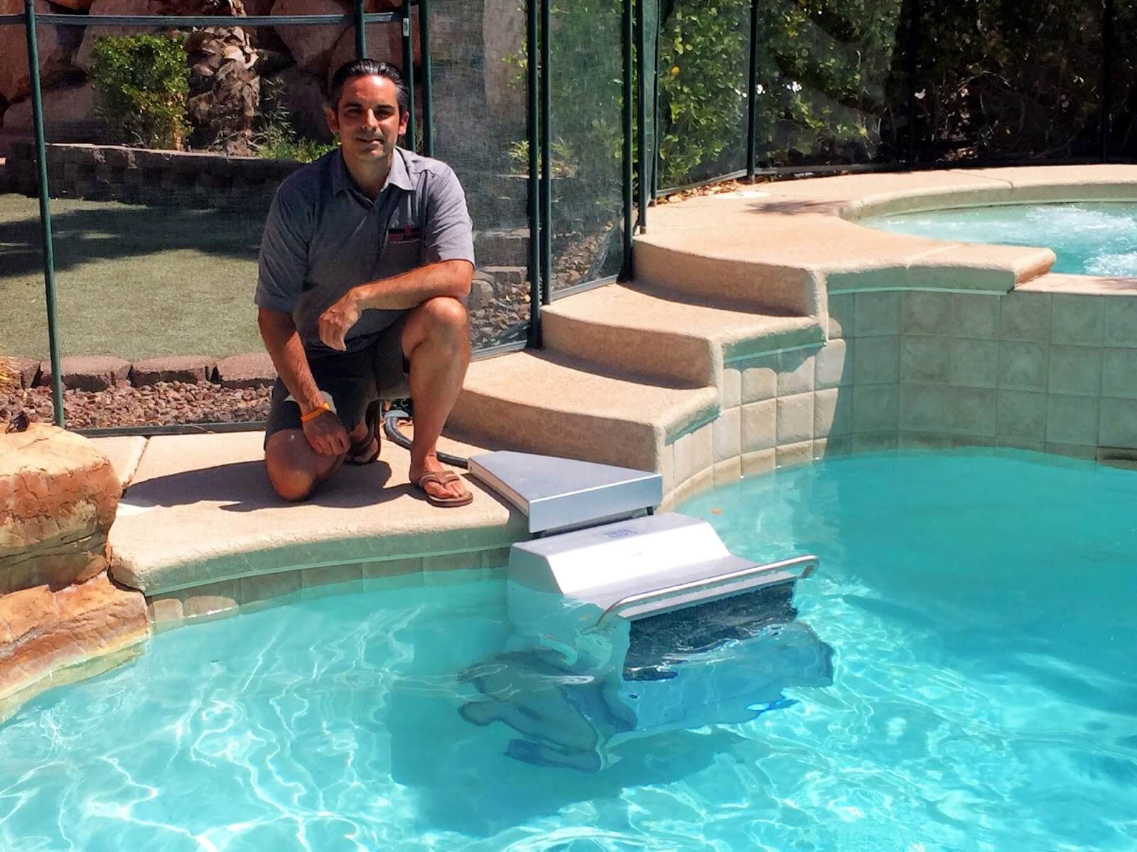 Rod S with the Endless Pools Fastlane he uses for Ironman triathlon training