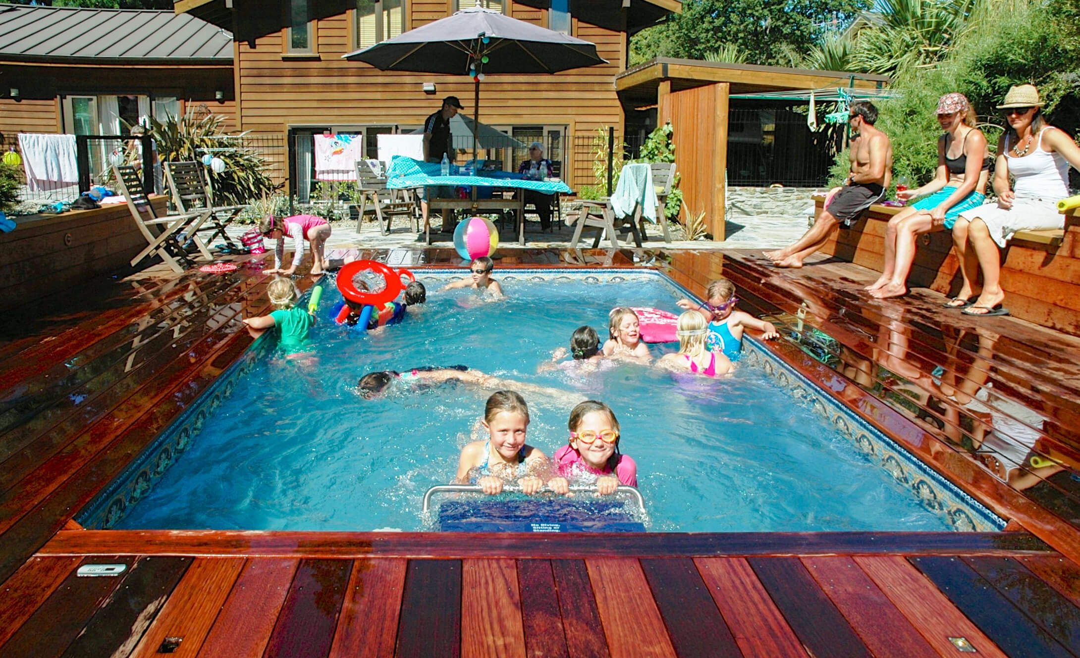 picture of a child's birthday party in an Endless Pools swimming machine