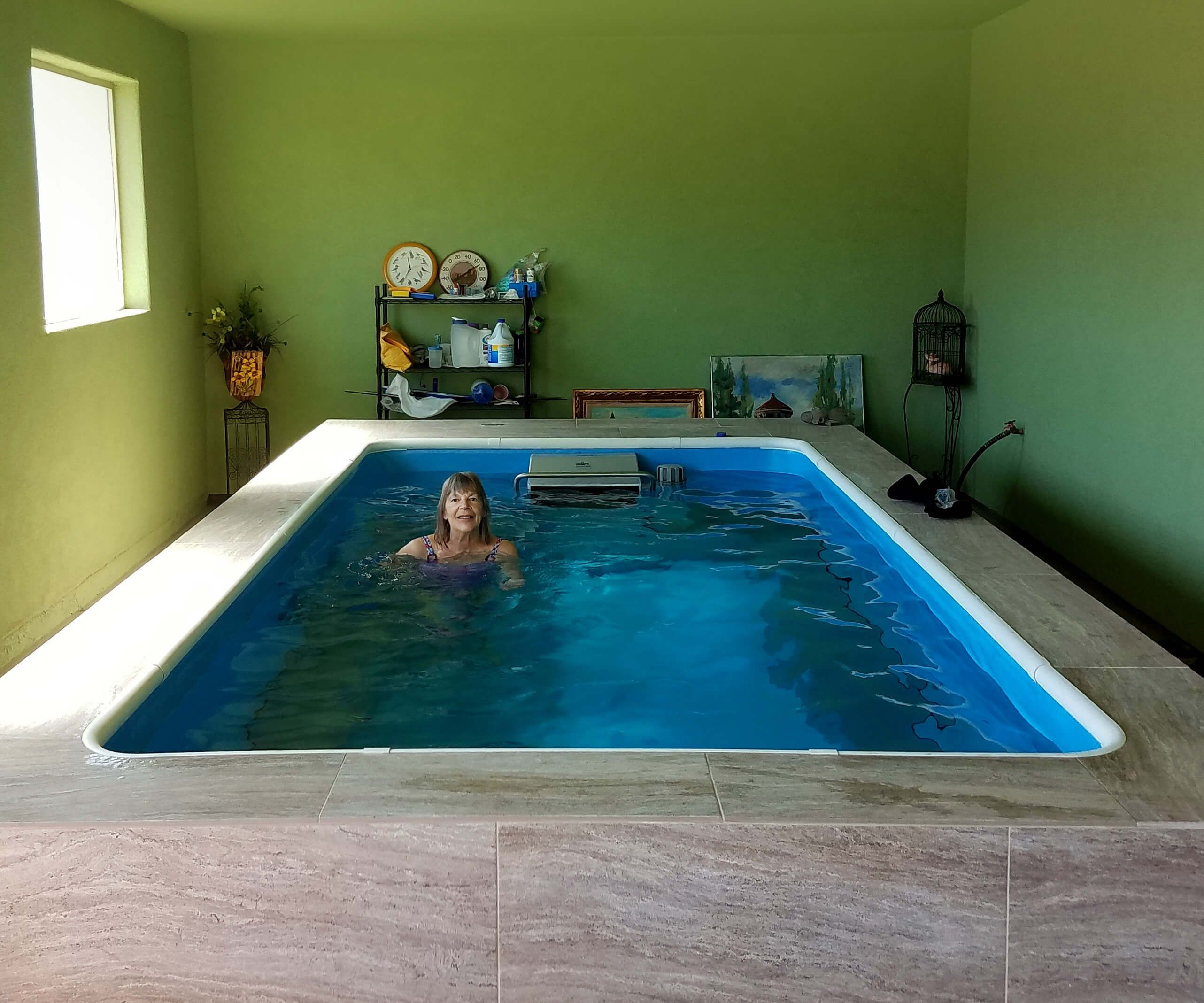 Woman using an Endless Pool for aquatic therapy