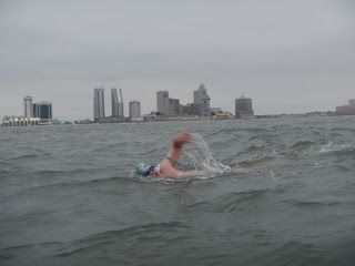 Team Endless Pools member Jason Malick during his 22.5-mile swim around Absecon Island