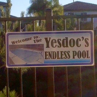 picture of the sign at open water swimmer Scott Richard's Endless Pool