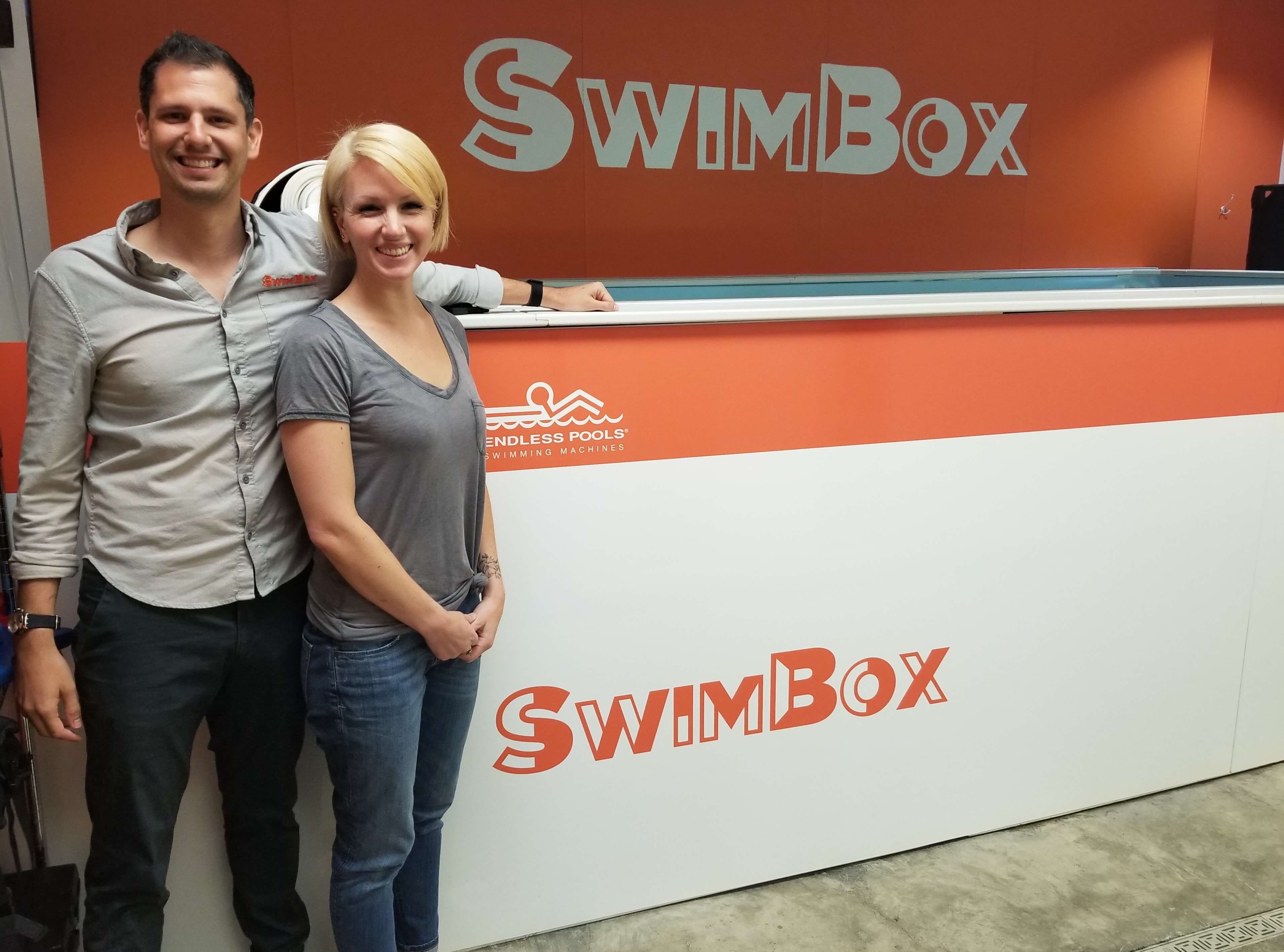 The Endless Pool at SwimBox, with the proud proprietors Dominic and Lissa Latella
