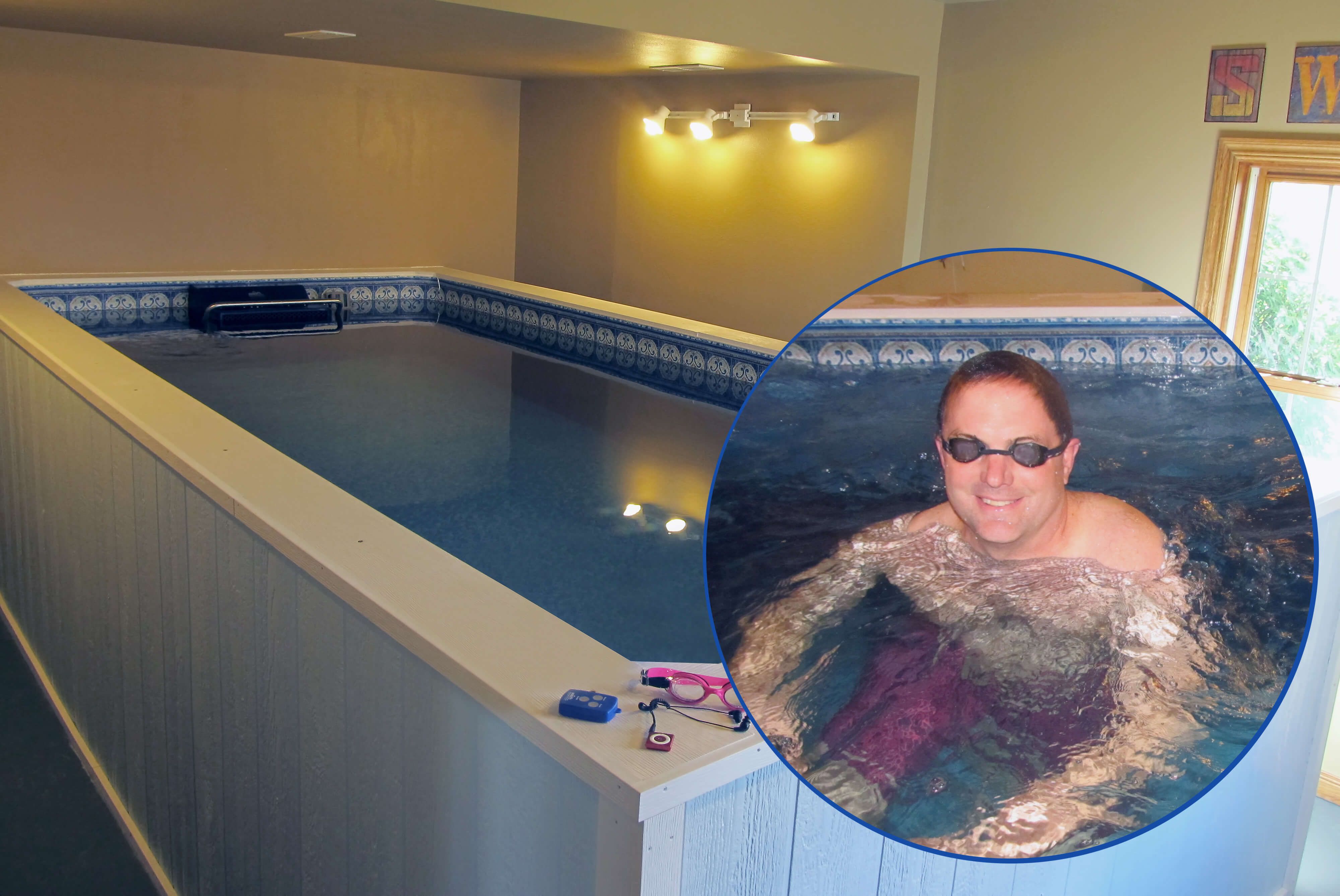 picture of man with Endless Pools therapy pool for arthritis pain relief